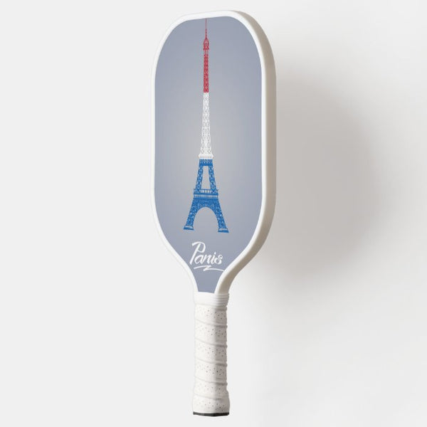 Coloured Eiffel Tower Pickleball Paddle