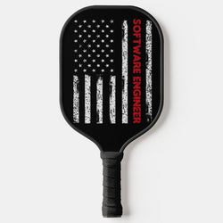 Flag With Word Software Engineer Pickleball Paddle